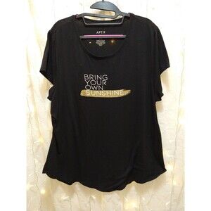 APT.9 WOMENS XXL BLACK "BRING YOUR OWN SUNSHINE" SHIRT POSITVE INSPIRATIONAL